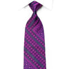 Elle Homme Rhinestone Necktie Purple Geometric Flur de Lis On Navy With Sparkles - San-Dee