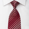 Elle Homme Rhinestone Silk Necktie Checker On Burgundy With Sparkles - San-Dee
