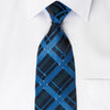 Elle Homme Rhinestone Silk Necktie Checkered On Blue With Blue Silver Sparkles - San-Dee