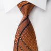 Elle Homme Rhinestone Silk Necktie Curls Dots On Brown With Sparkles - San-Dee