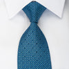 Elle Homme Rhinestone Silk Necktie Trellis & Dots On Blue With Sparkles - San-Dee