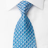 Elle Homme Rhinestone Woven Silk Necktie Geometric On Blue With Silver Sparkles - San-Dee