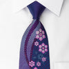 Elle Homme Silk Rhinestone Necktie Floral Dots On Blue With Silver Sparkles - San-Dee