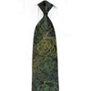 Elle Homme Silk Rhinestone Necktie Green Floral Roses On Black With Gold Sparkles - San-Dee