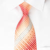 Elle Homme Silk Rhinestone Necktie White Striped On Orange With Silver Sparkles - San-Dee