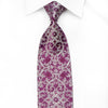 Franco Ferraro Men's Crystal Silk Tie Silver Damask On Purple With Silver Sparkles - San-Dee
