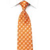 Geometric On Orange With Silver Sparkles Rhinestone Silk Tie