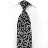 Giorgio Ferri Men’s Crystal Silk Tie Silver Scrolls On Black