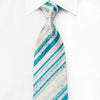 Grand Jour Men’s Crystal Silk Tie Blue Striped On White 