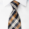 Grand Jour Rhinestone Silk Necktie Brown Blue Plaids With 