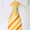 Grand Jour Rhinestone Silk Necktie Orange Stripes On Yellow 
