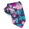 Grand Jour Silk Necktie Blue Pink Floral Design On Purple 