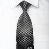 Grang Cia Men’s Silk Tie Silver Geometric & Floral On Black 