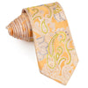 Grang Cia Silk Necktie Paisley On Peach With Yellow & Blue 
