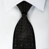 Guy Laroche Black Crystal Rhinestone Silk Necktie Silver 