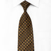 Guy Laroche Men’s Crystal Silk Tie Golden Circles On Brown 