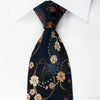 Guy Laroche SIlk Rhinestone Necktie Floral On Navy With 