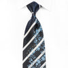 Indian Homme Men’s Crystal Silk Tie Silver Striped Floral On