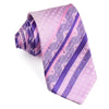 Indian Homme Men’s Rhinestone Silk Neck Tie Purple Stripes 