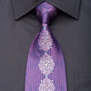 Indian Homme Men’s Rhinestone Silk Necktie Damask On Purple 