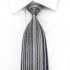 Indian Homme Men’s Silk Tie Silver Vertical Striped & Black 