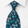 Indian Homme Rhinestone Necktie Floral On Blue Woven Silk - 