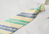Indian Homme Rhinestone Necktie Turquoise Striped On Cream 