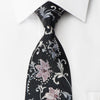 Indian Homme Rhinestone Silk Necktie Floral On Navy With 