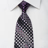 Indian Homme Rhinestone Silk Necktie Geometric On Purple 