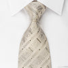 Indian Homme Rhinestone Silk Necktie Stripes On White With 
