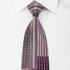 Indian Homme Rhinestone Silk Tie Purple Vertical Striped 