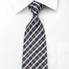 Indian Leaders Men’s Silk Tie Blue Ivory Plaid Striped 