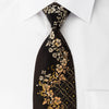 Jack Taylor Silk Rhinestone Necktie Golden Floral On Brown 