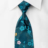 Kenzo Men’s Woven Silk Necktie Floral On Teal - 1