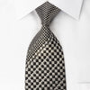 Klaus Raam Rhinestone Silk Necktie Silver Black Checkered 