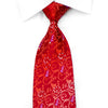 Lancetti Men’s Rhinestone Silk Necktie Acanthus Vines On Red