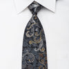 Lancetti Men’s Rhinestone Tie Silver Acanthus Scrolls On 