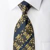Lancetti Men’s Silk Necktie Golden Anthemion On Navy 