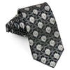 Lancetti Men’s Silk Rhinestone Tie Silver Anthemion On Black