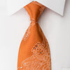 Lancetti Men’s Silk Tie Baroque On Orange Sparkling With 