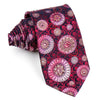 Lancetti Rhinestone Silk Neck Tie Silver Pink Madalions & 
