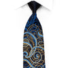 Lancetti Rhinestone Silk Necktie Blue Gold Scrolls On Navy 