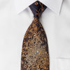 Lancetti Rhinestone Silk Necktie Brown Orange Scrolls On 