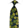 Lancetti Rhinestone Silk Necktie Green Floral On Navy With 