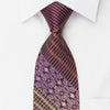 Lancetti Rhinestone Silk Necktie Silver Stripes & Damask On 