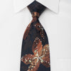 Lancetti Rhinestone Silk Tie Orange Floral On Navy With 
