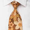 Lancetti Silk Necktie Floral On Brown Sparkling With 