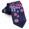 Lancetti Silk Necktie Pink Blue Floral On Purple With 