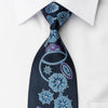 Lancetti Woven Silk Necktie Stylish Floral On Blue With 