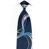 Leslie Vince Men’s Crystal Silk Necktie Waves On Blue With 